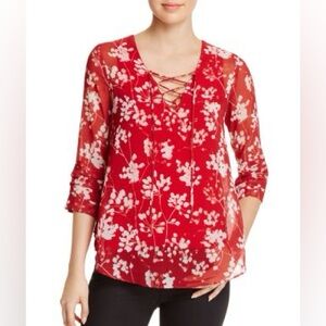 BAILEY44 CHERRY BLOSSOM LACE UP TOP
